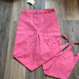 Nocturne High Waisted Stirrup Fuchsia Pink Pants Jeans Size 8‎ NWT